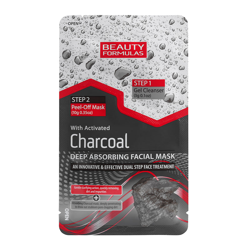 Beauty Formulas Μαύρη μασκα | Peel-off με ενεργό άνθρακα 3g τζελ καθαρισμού +10g μάσκα