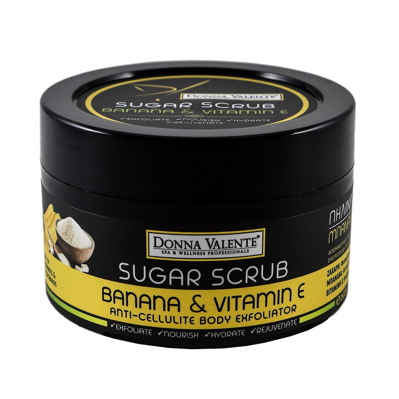 Donna Valente Sugar Body Scrub - Banana & Vitamin E Anticellulite Body Exfoliator - 600g