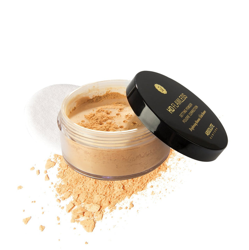 A golden yellow, brightening loose face powder that comes in a sifter jar and with a powder puff. Perfect for baking or setting the under-eye area, and high points of the face such as the nose bridge, cheek bones, and the middle of the forehead. Photo-friendly, no flashback or white-cast.