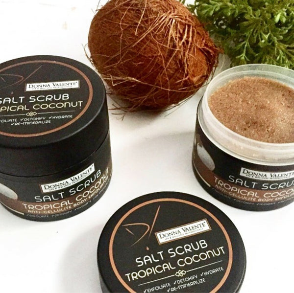 Donna Valente Salt Scrub - Tropical Coconut - Anti-Cellulite Body Exfoliator  - 250g