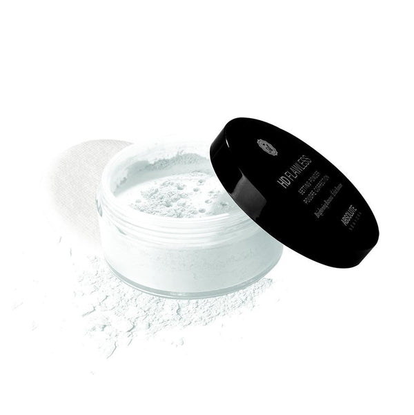 A white, translucent loose face powder that comes in a sifter jar and with a powder puff. Photo-friendly, no flashback or white-cast.