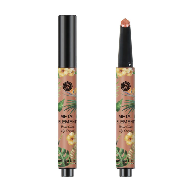 Metal Element by Absolute New York in Hawaiian Sands (MLME05) - is a metallic rose gold with iridescent pearls. This lightweight metallic lipstick is buttery-smooth and leaves your lips with a shimmery finish.
